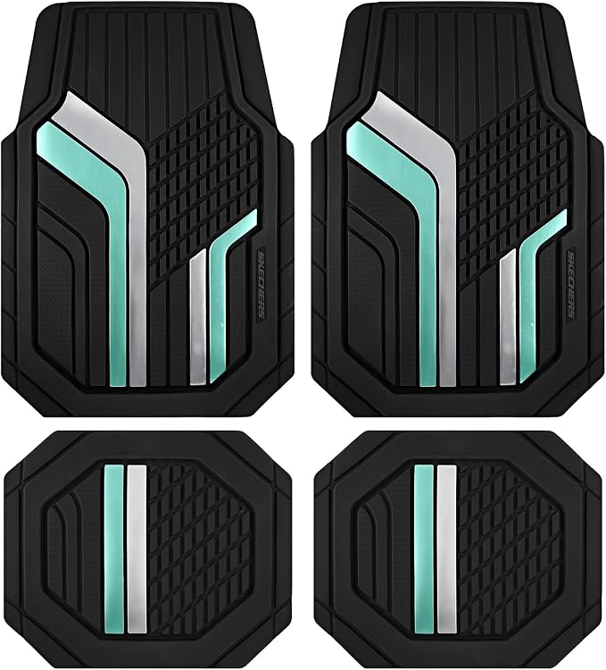 Skechers Heavy Duty Rubber Car Floor Mats, Wo Tone Design Floor Mats, All by Skechers