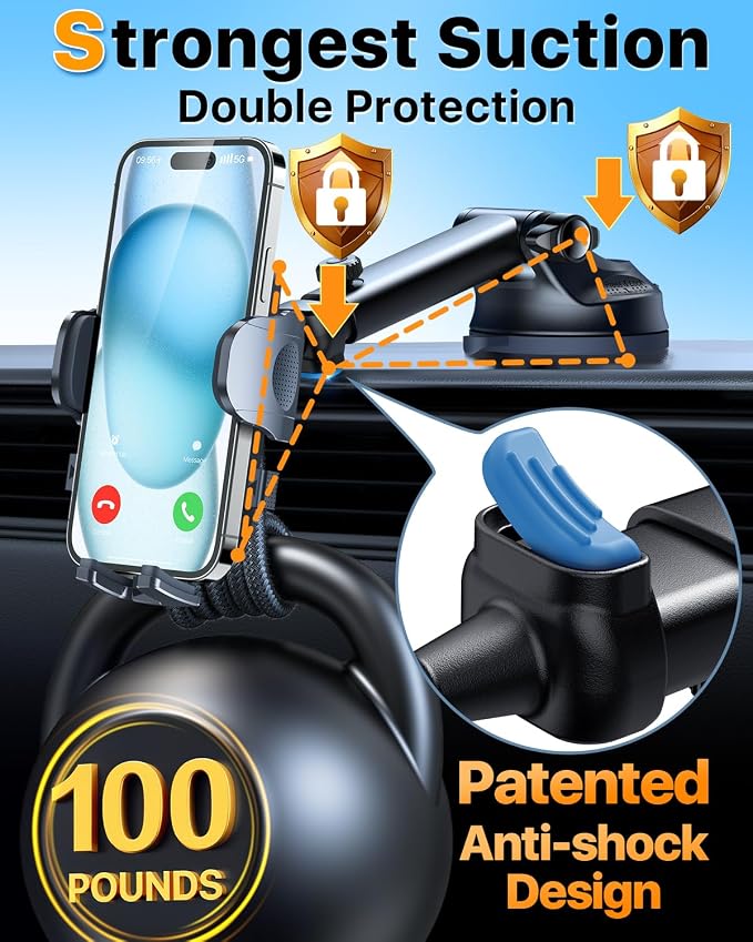 HTU 2025 Best Car Phone Holder 【Ultimate 5-in-1 & Upgraded 100+LBS Strongest - Image 9