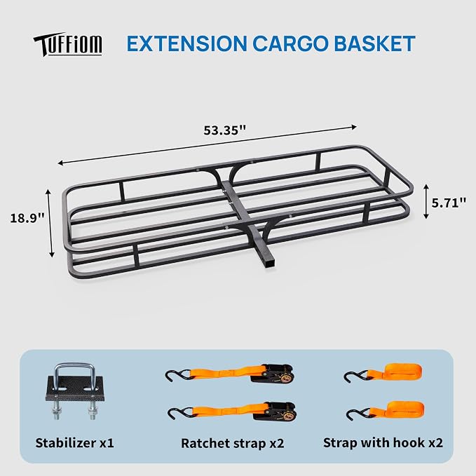 Bonnlo 54''X 19''X5.5'' Hitch Mount Cargo Carrier Basket - Image 4
