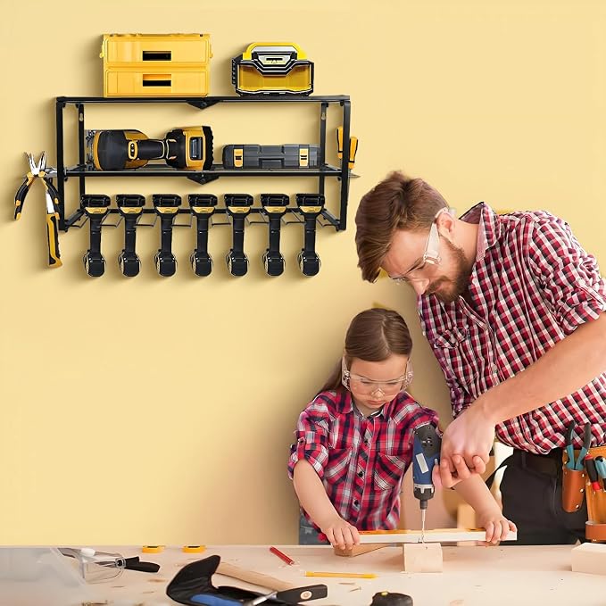 Wall Mount Power Tool Organizer, 3 Layer 7 Drill Hangers Storage Rack, Tool - Image 7