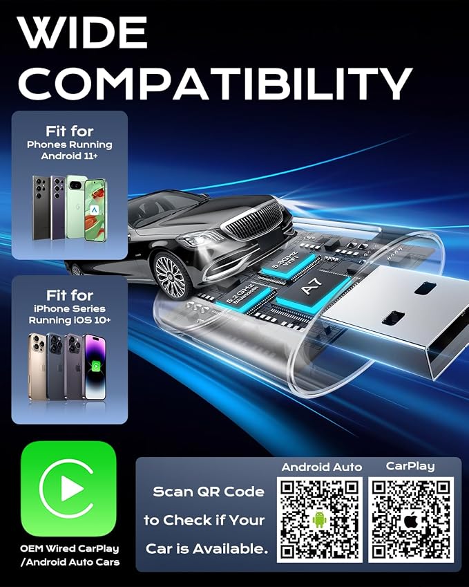 AuroraLink Wireless Carplay & Android Auto Adapter 2-in-1 Stable & No Delay - Image 6