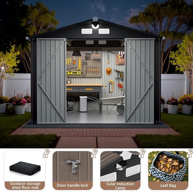 10x12 FT Outdoor Storage Shed, Metal Tool Sheds, Waterproof Outside Storage Shed - Image 3