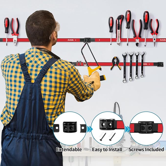 4 Pieces 24" Magnetic Tool Holder Strip, Metal Tool Organizer Rack - Image 3