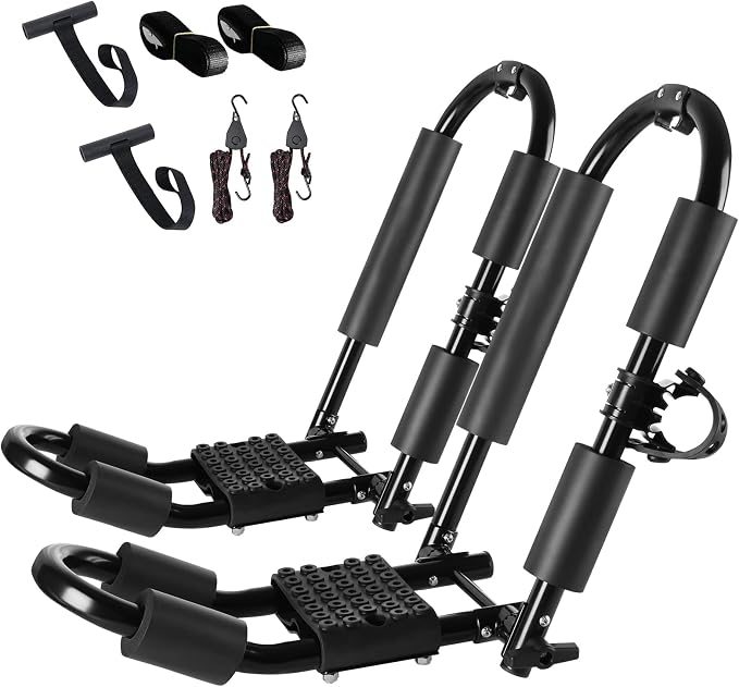 FORWODE Premium Kayak Roof Rack, 1 Pair J-Bar Roof Rack, Folding Adjustable Rack by FORWODE