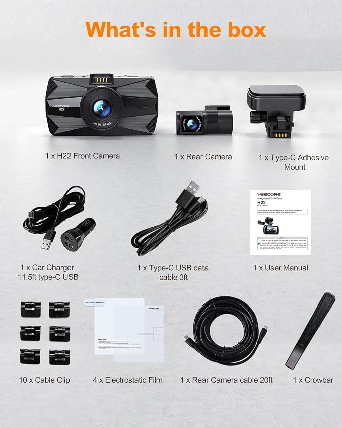 4K Dash Cam Front and Rear, Built-in WiFi GPS, 3.3"IPS Screen, HDR Night Vision - Image 8