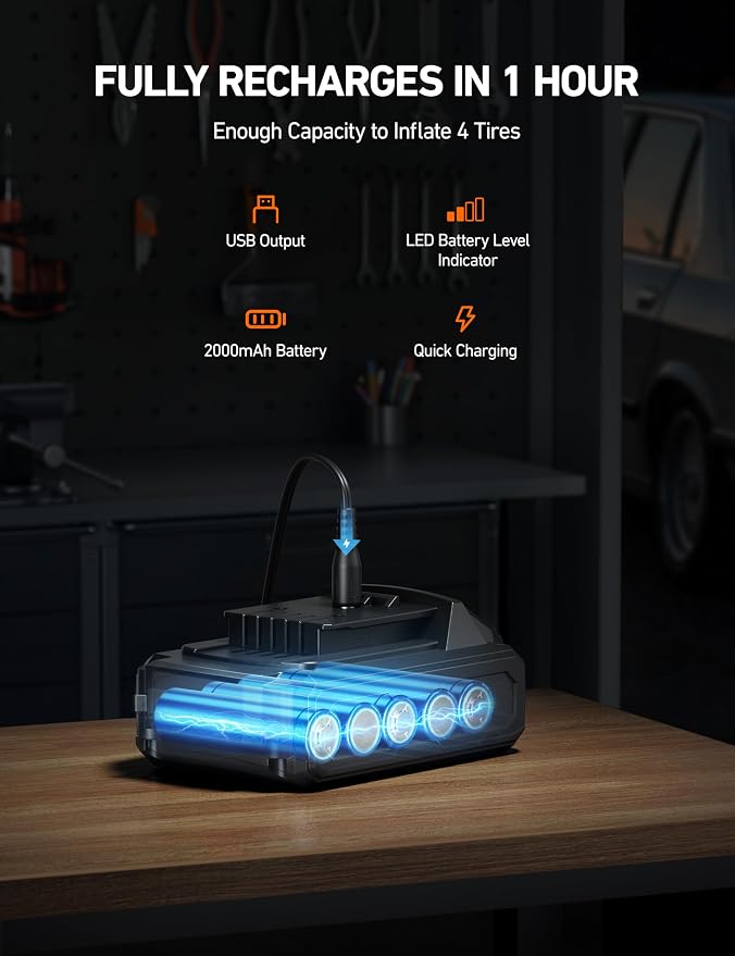AstroAI Cordless Tire Inflator Portable Air Compressor - Image 6