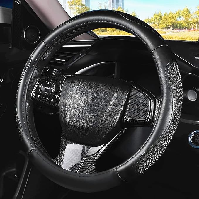 Leather Car Steering Wheel Cover 15 inch Universal Fit Microfiber Steering - Image 3