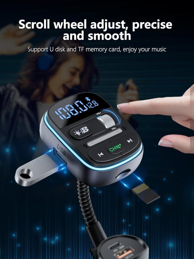LENCENT Bluetooth FM Transmitter PD 30W, Hi-Fi Bass Music, Wireless Radio - Image 6