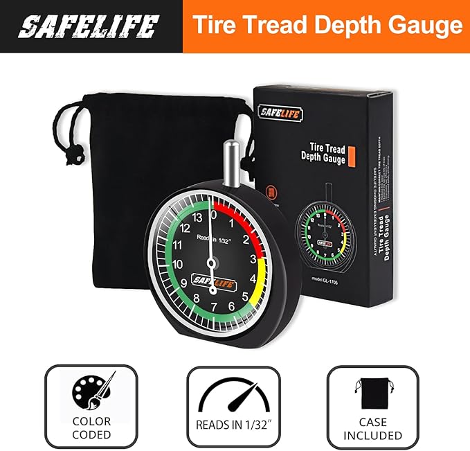 SAFELIFE Tire Tread Depth Gauge, Dial Type Tire Tread Depth Gauge Professional - Image 2