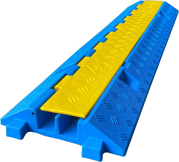 1 Pack Blue Rubber Cable Ramp Hose Cable Protector Ramp 2 Channel 22000Lbs Load - Image 8