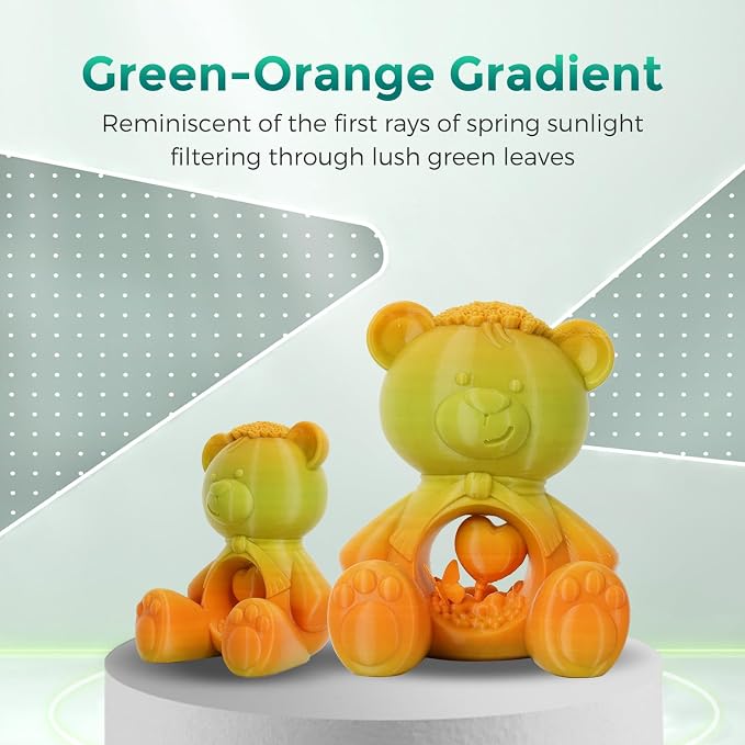 FLASHFORGE PLA Filament 1.75mm +/- 0.02mm Orange to Green Gradient, Smooth - Image 3
