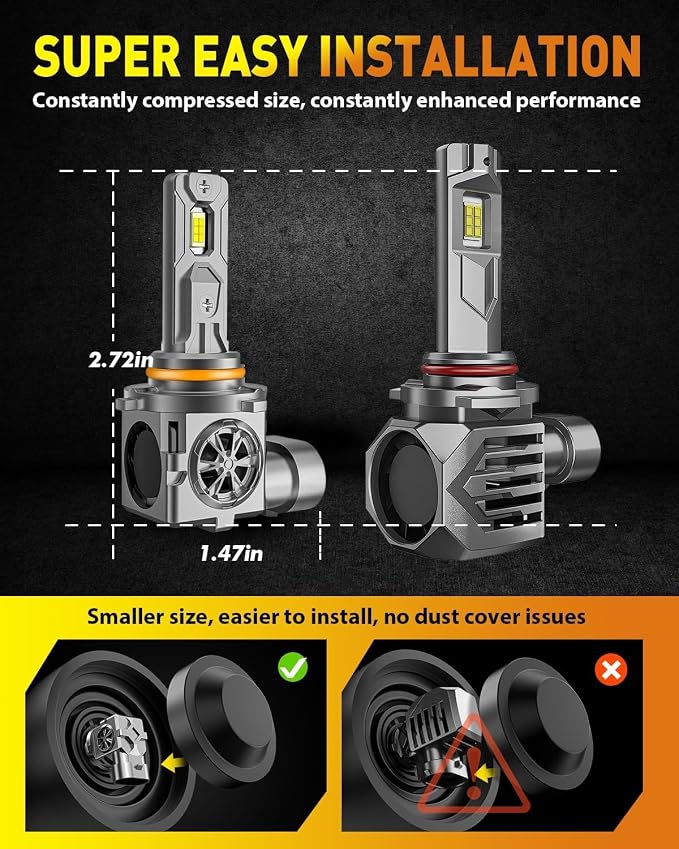 9005/HB3 LED Bulbs, 000LM 900% Ultra Brightness, 1:1 Halogen Size, 6500K Cool - Image 5