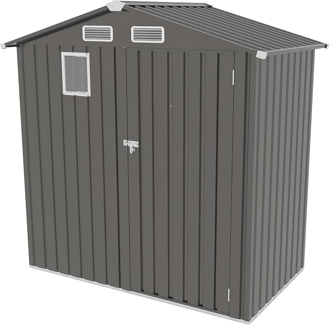 6 x 4 FT Outdoor Storage Metal Shed, Bike Garden Tool Shed - Image 9