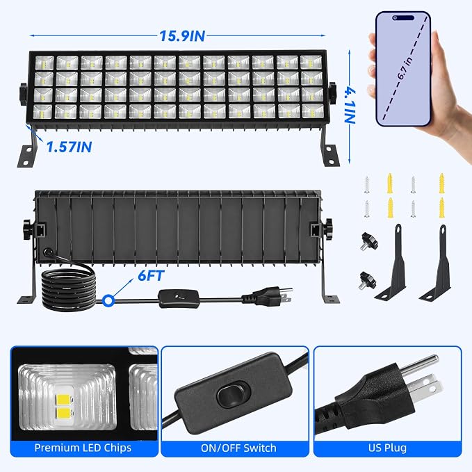 6 Pack LED Shop Lights, 100W 11000LM Plug in Garage Light - Image 5