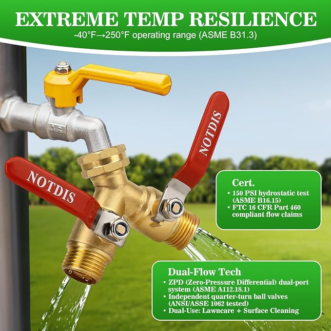 Hose Splitter 2 Way Heavy Duty Brass Garden Hose Splitter - Image 6