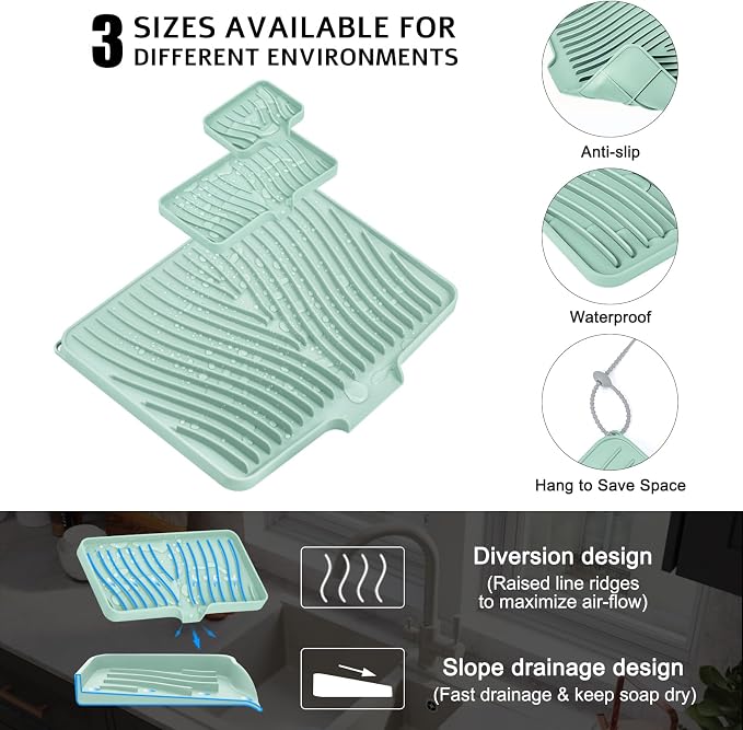 Silicone Dish Drying Mat for Kitchen Counter, Dish Drying Pad, Non-Slip Drain - Image 3