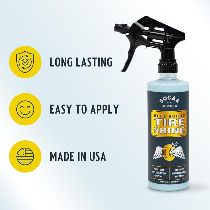 SOCAR Blue Suede Tire Shine Spray & Protectant. New-Tire Smooth Shine. - Image 5