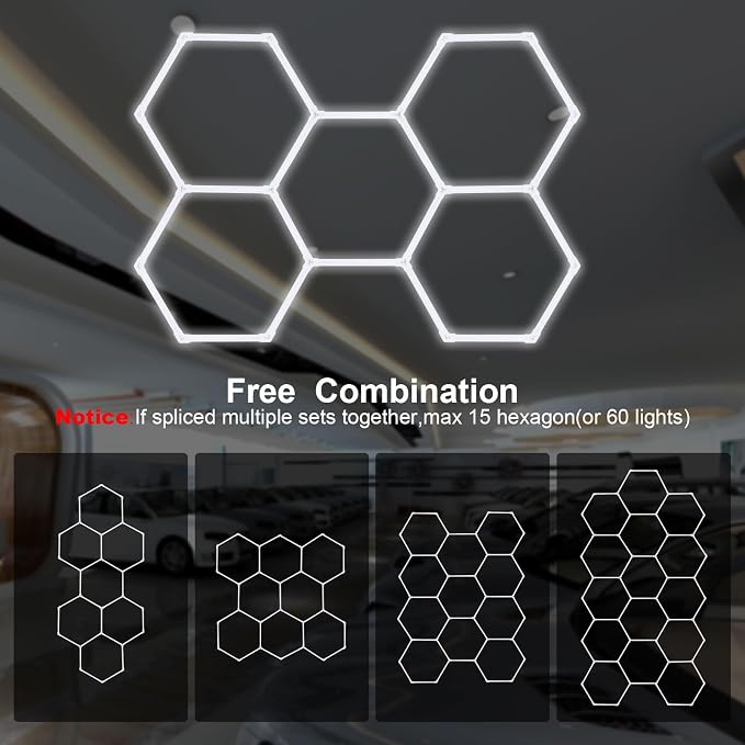 MODERN Hexagon Garage Lights，25 Pack 216W 25920LM High Brightness Hexagon - Image 5