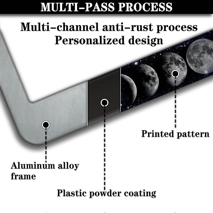 Automotive Exterior Accessories Black and White License Plate Frames Celestial - Image 5