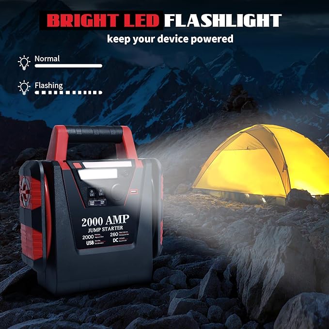 2000A Jump Starter with Air Compressor, Car Battery Jumper Starter 260 PSI Tire - Image 5