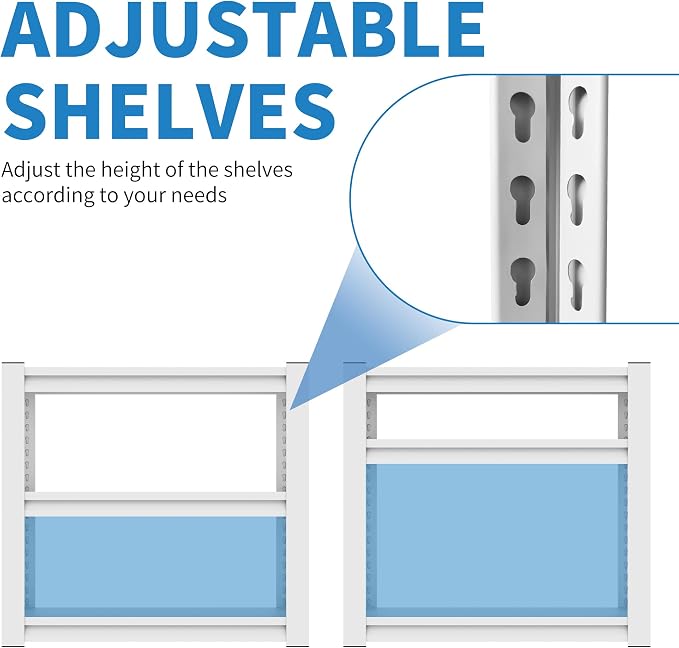 White 3-Tier Metal Shelving Heavy Duty Small Storage Racks, Utility Garage - Image 4