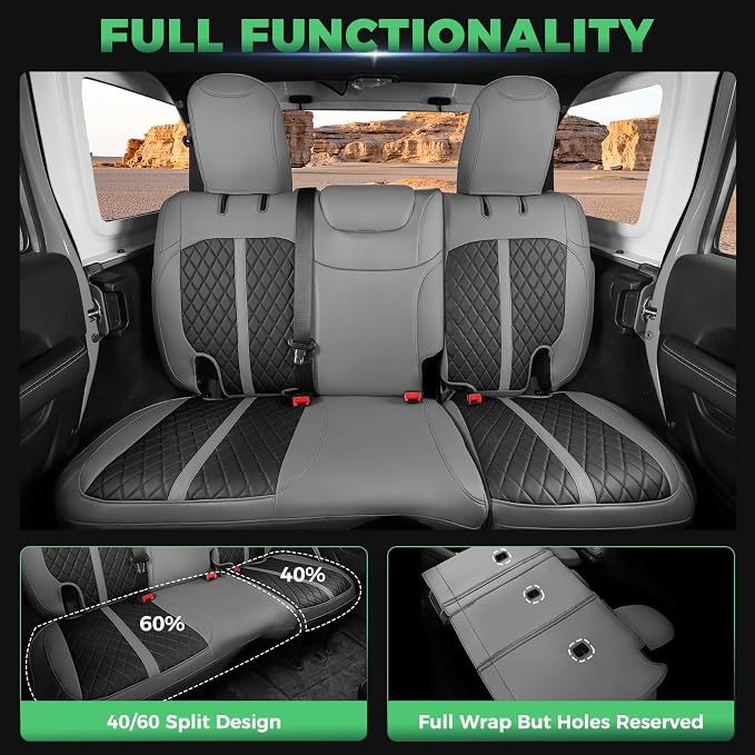 for Jeep Wrangler Seat Covers 4Door JL 2018 2019 2020 2021 2022 2023 2024 2025 - Image 5