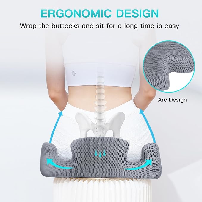 Benazcap Memory Seat Cushion for Office Chair Sciatica & Back Pain Relief - Image 5