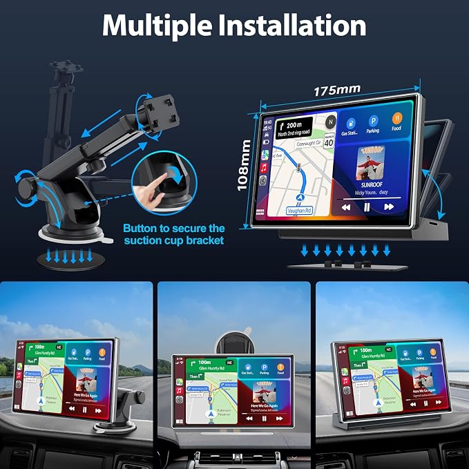 Upgrade Wireless Carplay Screen, Android Auto, Portable 7" HD IPS Screen - Image 3