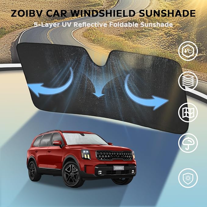 Windshield Sun Shade for Kia Telluride 2020-2025 - Image 3