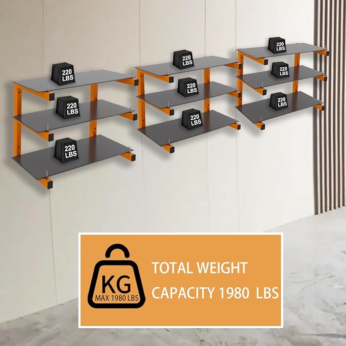 6 Pack Wall-Mounted Lumber Rack, Heavy Duty Wood Storage Racks, 9-Level System - Image 6