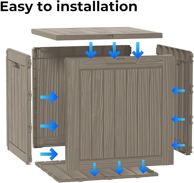 35 Gallon Resin Deck Box, Waterproof Outdoor Storage Bin - Image 7