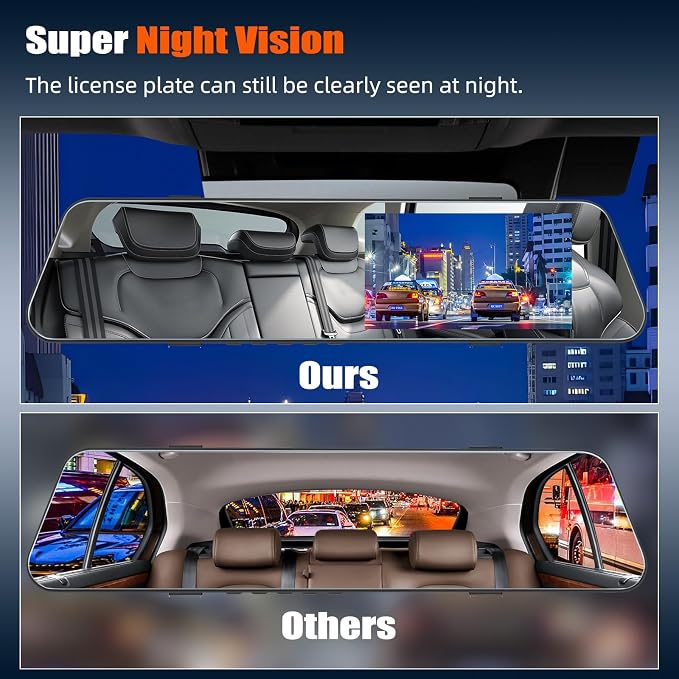 Mirror Dash Cam 4.7 Inch Rear View Mirror 720P Front and Rear View Dual Cameras - Image 4