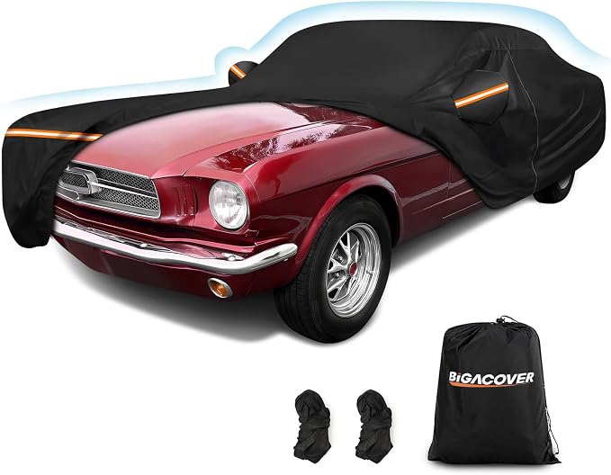 Car Cover for Ford Mustang 1964-1968, Waterproof 210D Oxford Cloth and Cotton by BIGACOVER