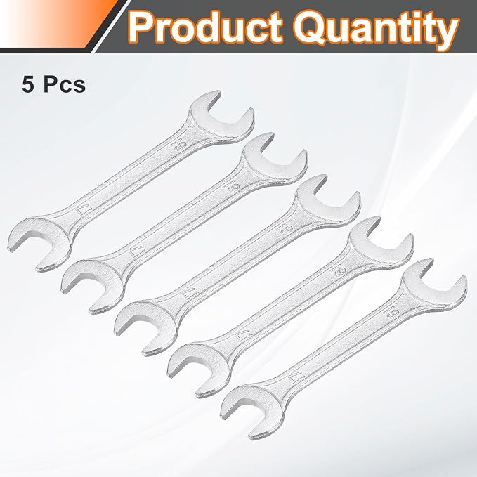 HARFINGTON 5pcs Double Open End Wrench 17mm x 19mm Metric 15 Degree Offset - Image 3