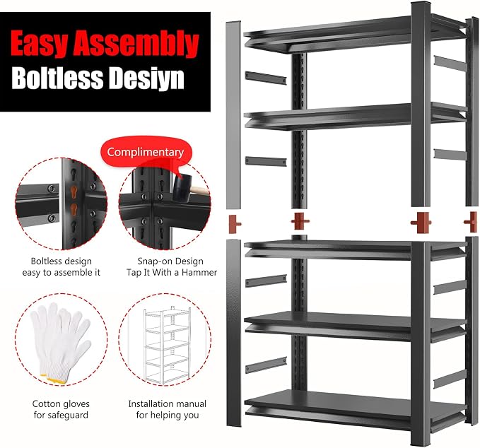 63" H Garage Shelving 3000LBS Heavy Duty Steel Shelving Units, Adjustable 5 - Image 4