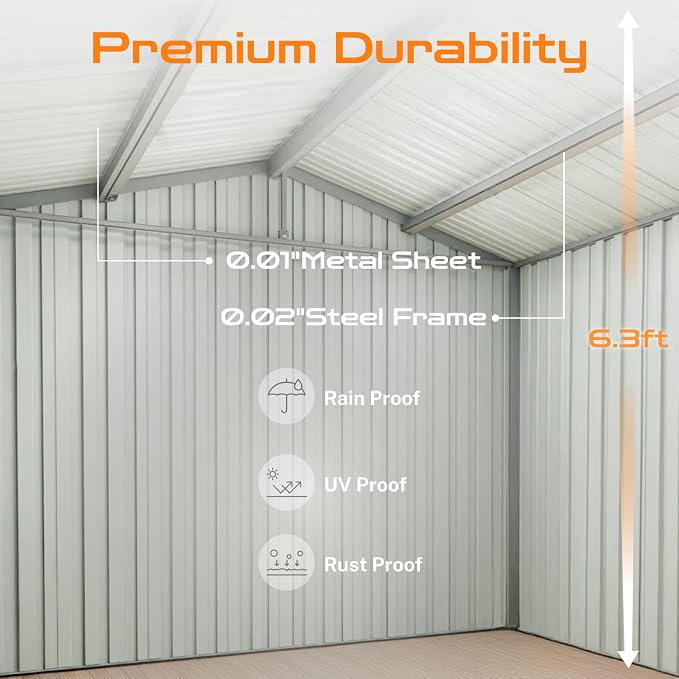 6 x 4 FT Outdoor Storage Metal Shed, Bike Garden Tool Shed - Image 6