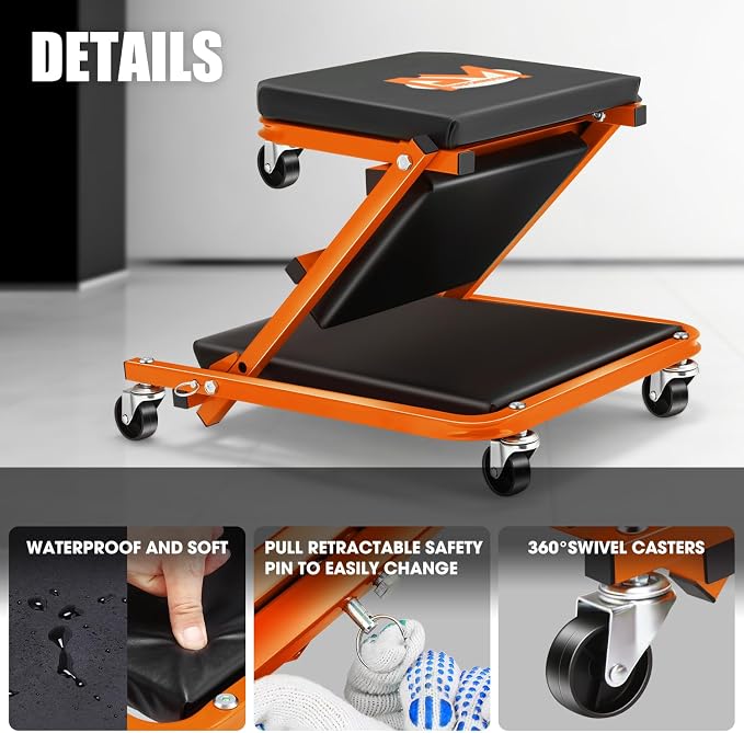 PM PERFORMOTOR 36 Inches Folding 2 in 1 Rolling Z Creeper, Adjustable Roller - Image 6