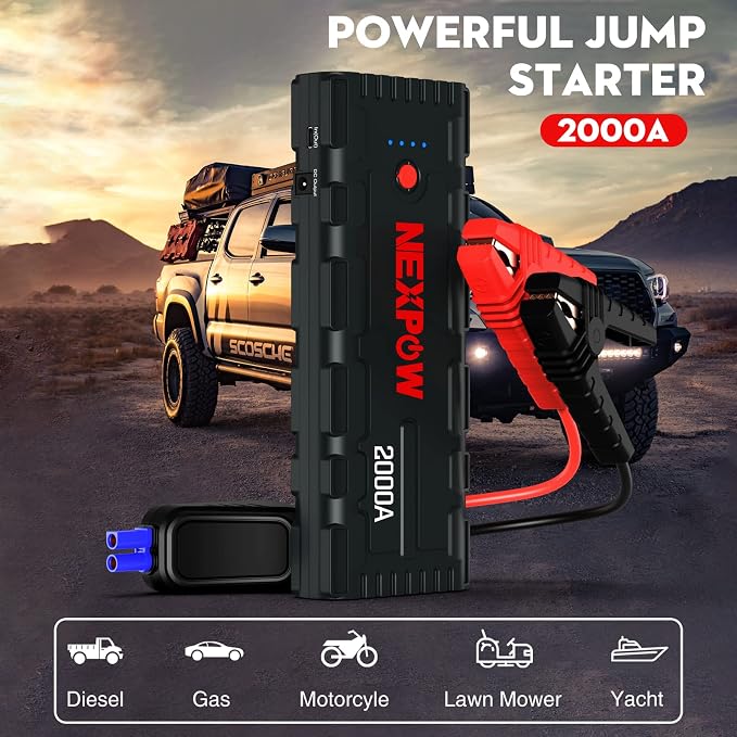 NEXPOW Car Jump Starter, 2000A Peak 12V Portable Car Battery Starter, Auto - Image 2