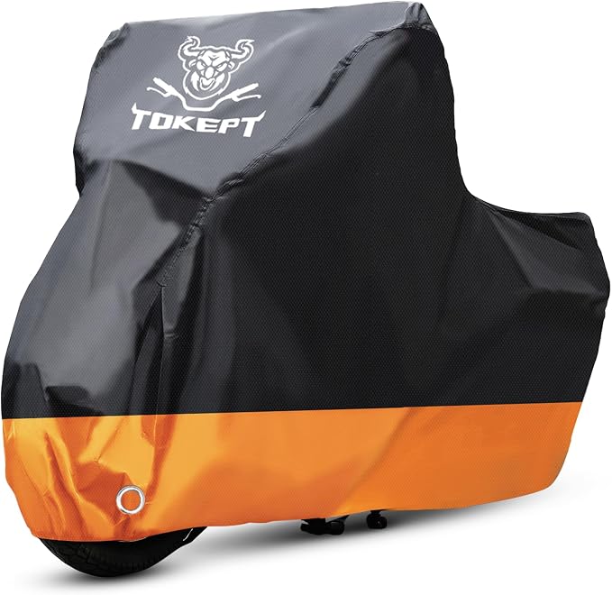 Motorcycle Cover, All-Season Waterproof Outdoor Sun Protection Fit up to 91 by Tokept