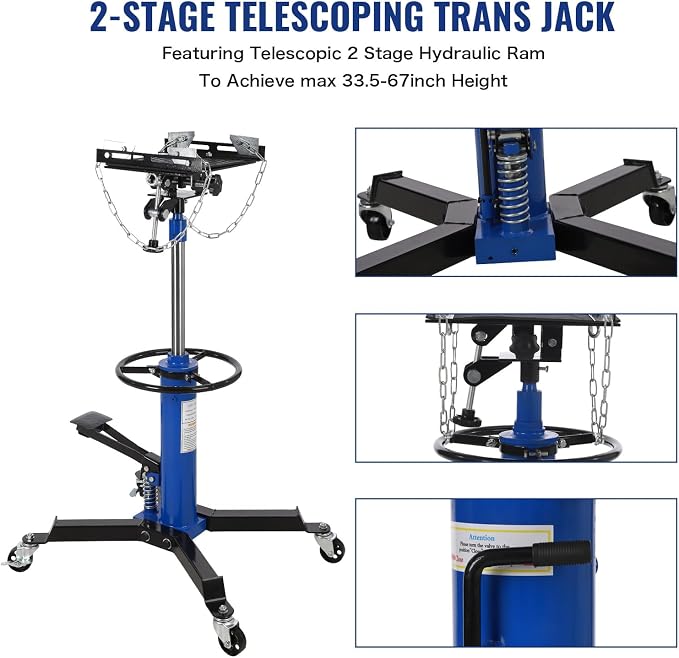 Hydraulic Transmission Jack 1100 LBS Capacity 33.8"-72.8" Lifting Height 2 - Image 5