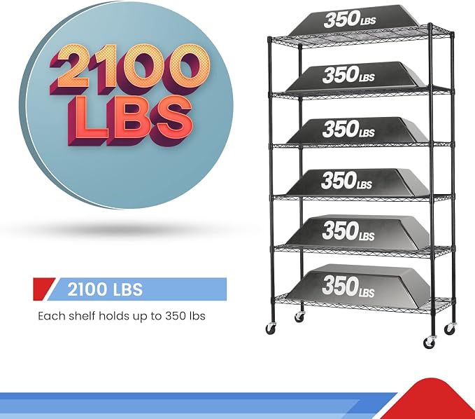 6 Tier Adjustable Metal Shelf Wire Shelving Unit Storage - Image 4