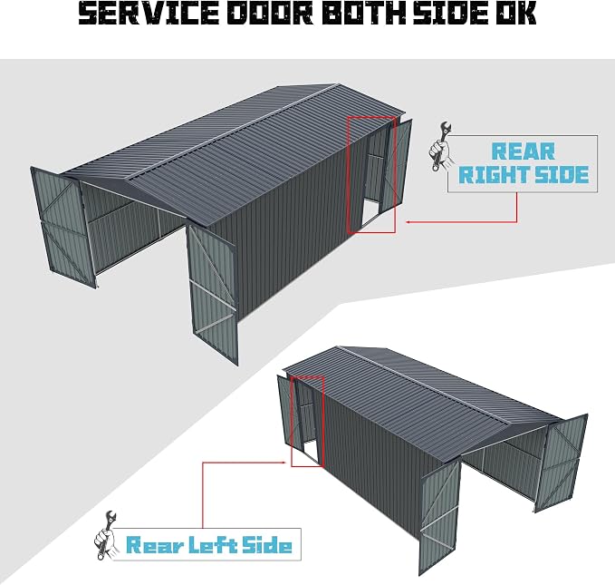 KUIKUI Metal Garage Shed Without Floor, 10x20FT Heavy Duty Outdoor Shed and - Image 7