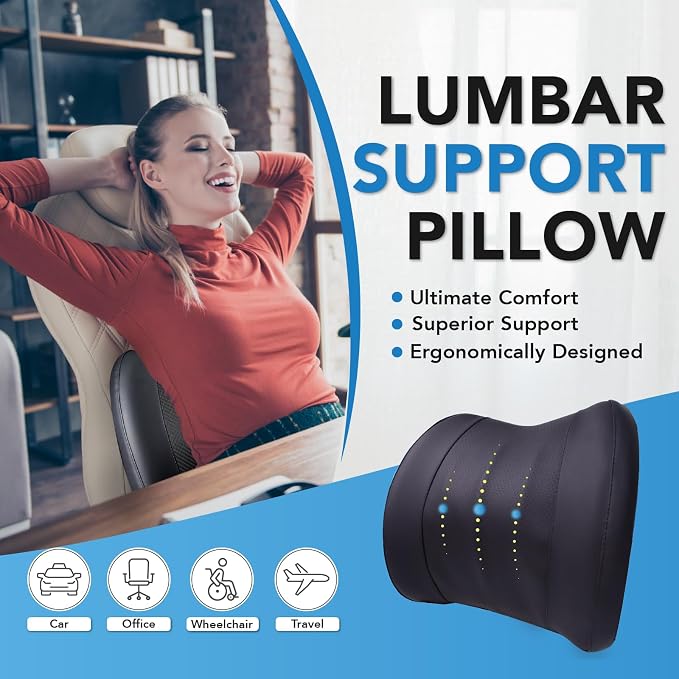 Lumbar Support Pillow for Car, Memory Foam Lumbar Pillow for Lower Back Pain - Image 2