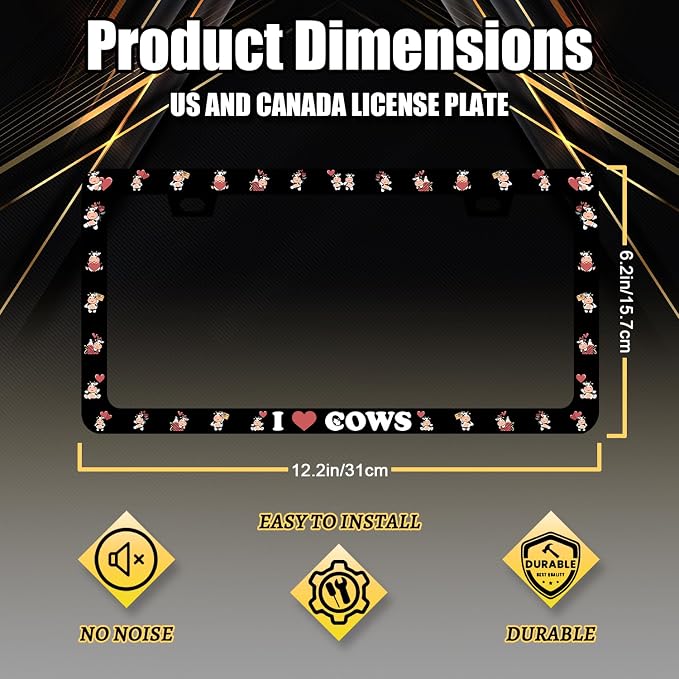 Cow License Plate Frame Cute I Love Cows License Plate Holder - Image 2
