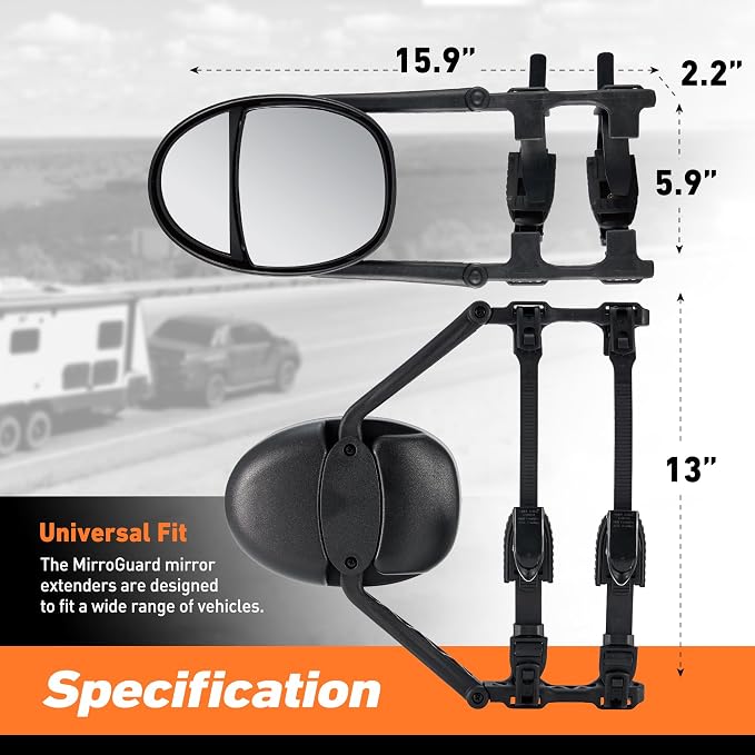 Extended Towing Mirrors, Universal Clip-On Side Mirror Extensions - Image 8