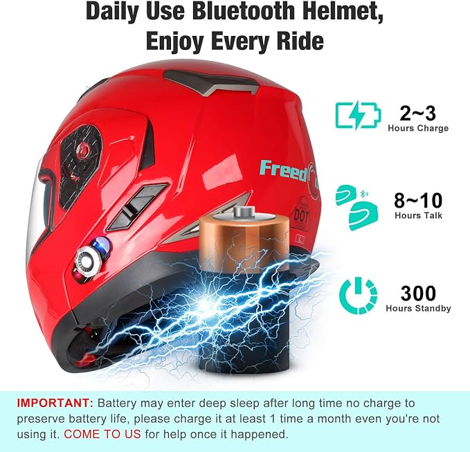 FreedConn BM2-S Bluetooth Motorcycle Helmet, Flip-Up Modular Motorbike Helmet - Image 6