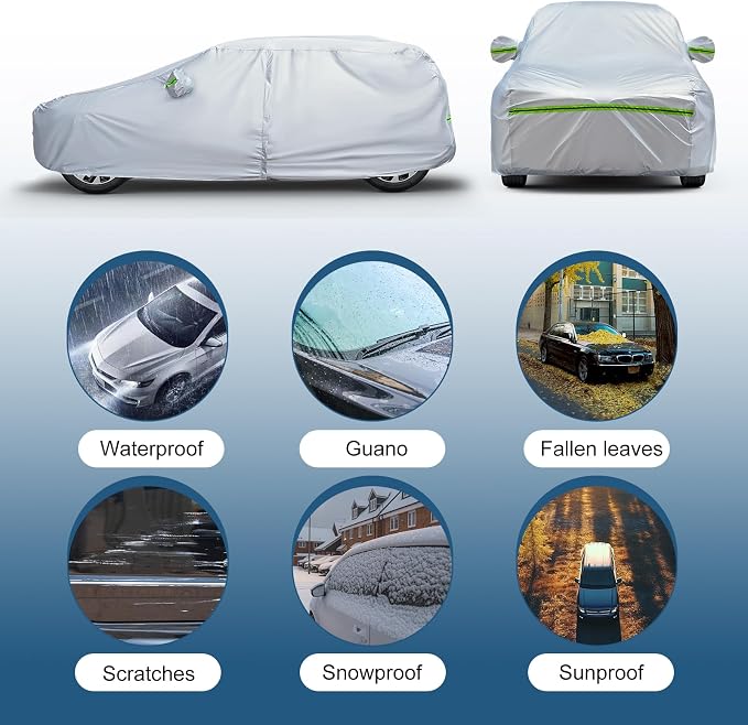 AUQDD 6-Layers Premium Sedan Car Cover Waterproof All Weather Weatherproof UV - Image 4