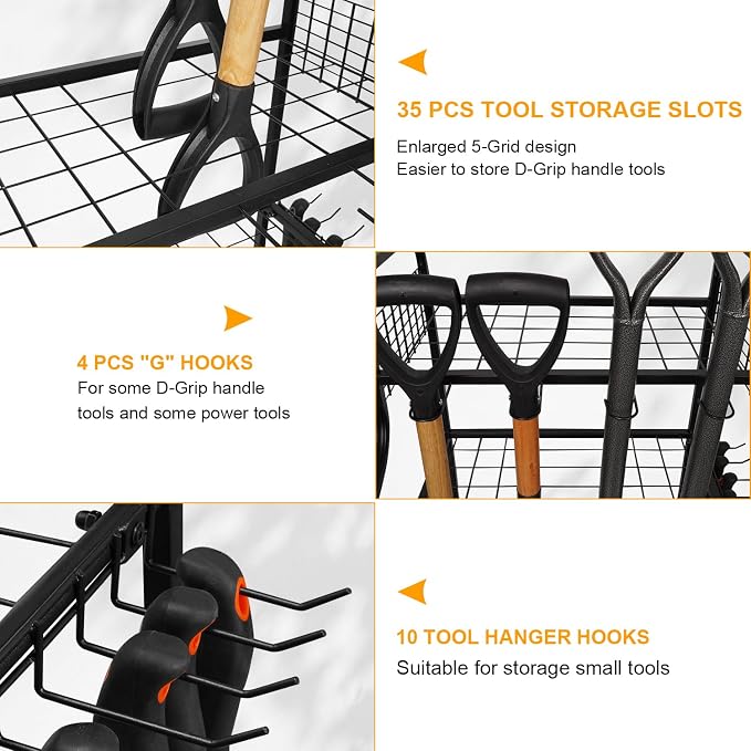 FZK Garden Tool Organizer, Heavy Duty Steel Yard Tool Organizer - Image 4