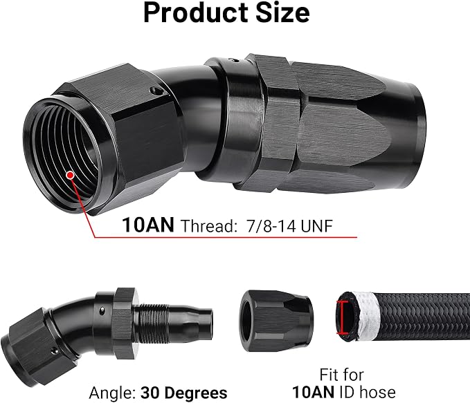 EVIL ENERGY 10AN 30 Degree One Piece Full Flow Hose End Fitting Swivel - Image 2