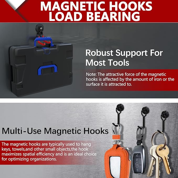 3-H Heavy Duty Magnet Garage Hooks 2 Pack, Large Strong Magnetic Hooks - Image 5